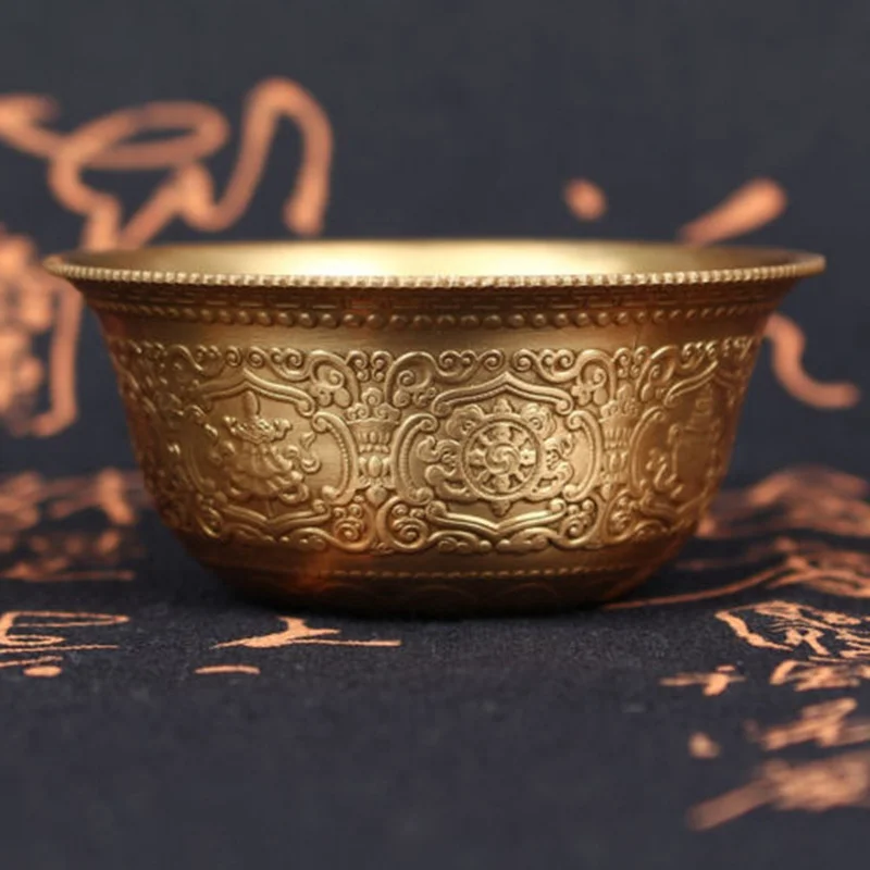 1pcs Tibet Tibetan Buddhist Supplies Copper Holy Water Purification Bowl Divine Focus Ritual Home Decoration KYY8465