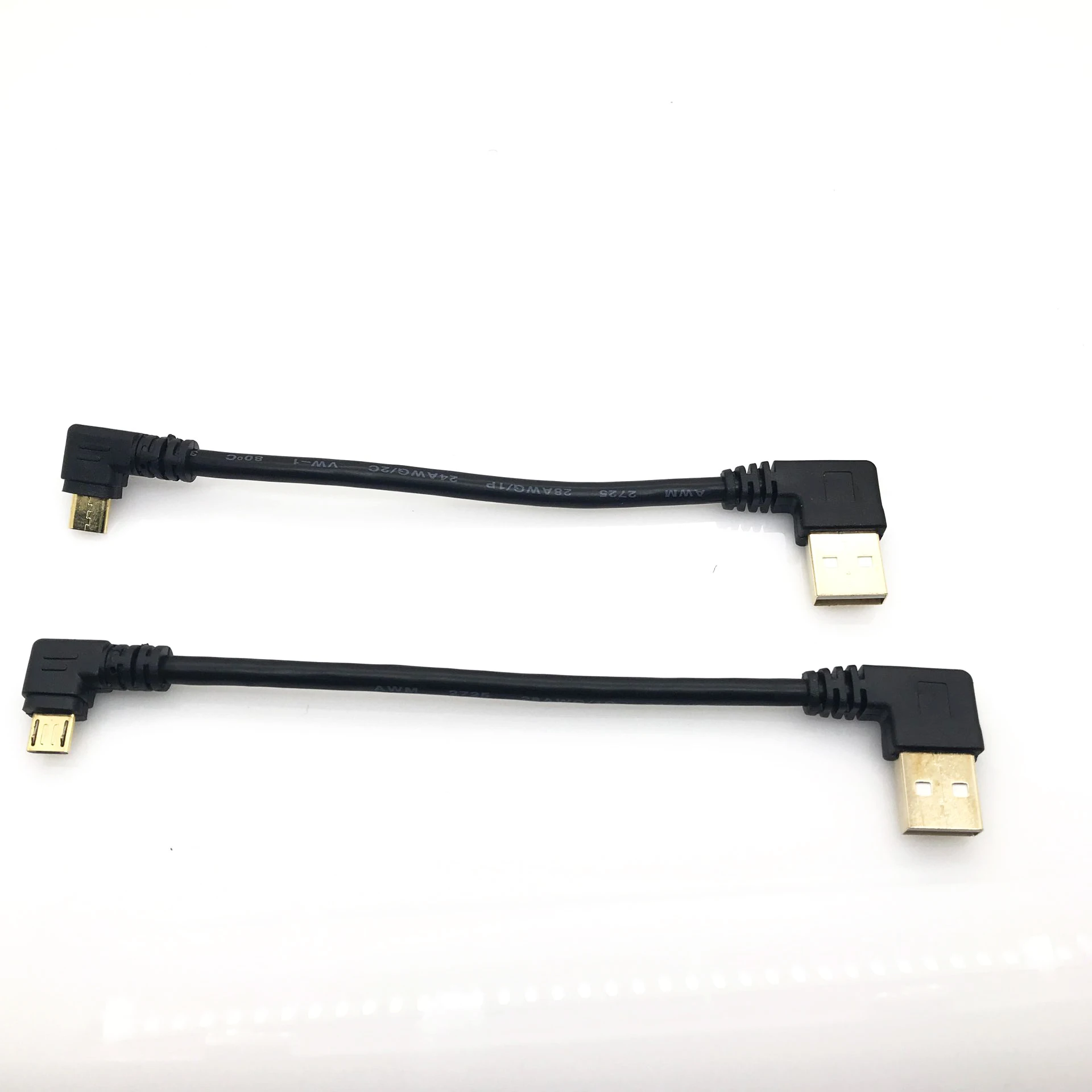 Gold plated 15CM short 90 Degree USB 2.0 to Micro USB B Male Cable Gold Plated Right Angle Data Sync and Charge Extender Lead