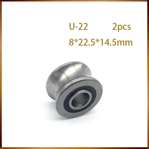 

u22 2pcs U Groove Ball Bearing Guide Track Roller Bearings U22 8*22.5*14.5*13.5mm