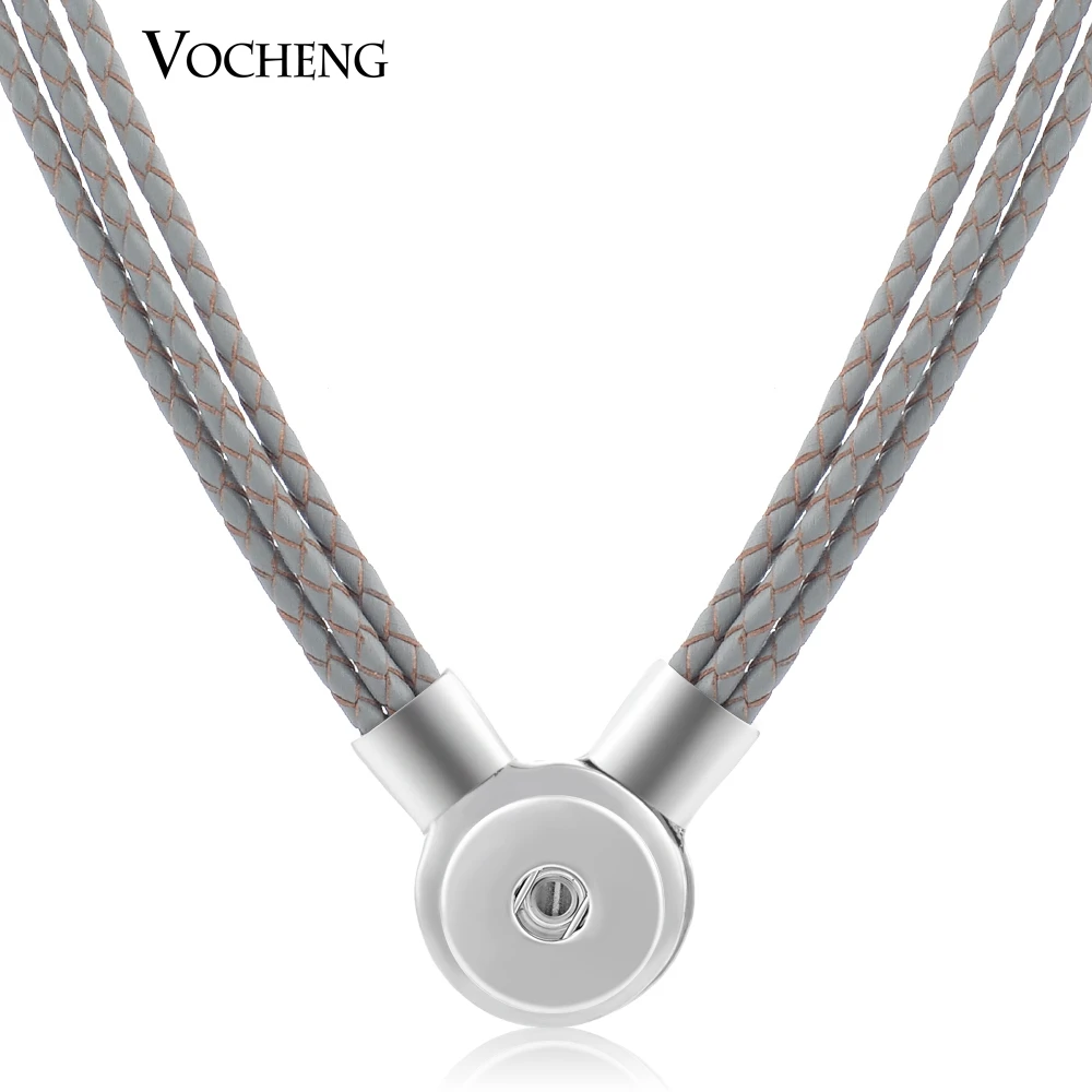 Vocheng Snap Button Jewelry 10 Colors Leather 18mm Magnet Pendant Necklace NN-369