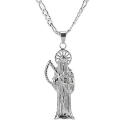 High Quality Skeleton Jewelry High Polish Stainless Steel Santa Muerte Charm Chains Necklace Pendant DIY Jewelry Making Findings