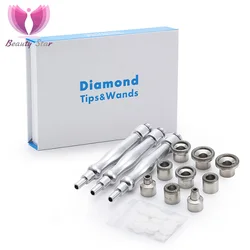 Beauty Star-microdermoabrasión de diamante, 9 puntas, 3 varitas, dermoabrasión Facial, Peeling de la piel, removedor de espinillas, cuidado de la piel Facial, salón