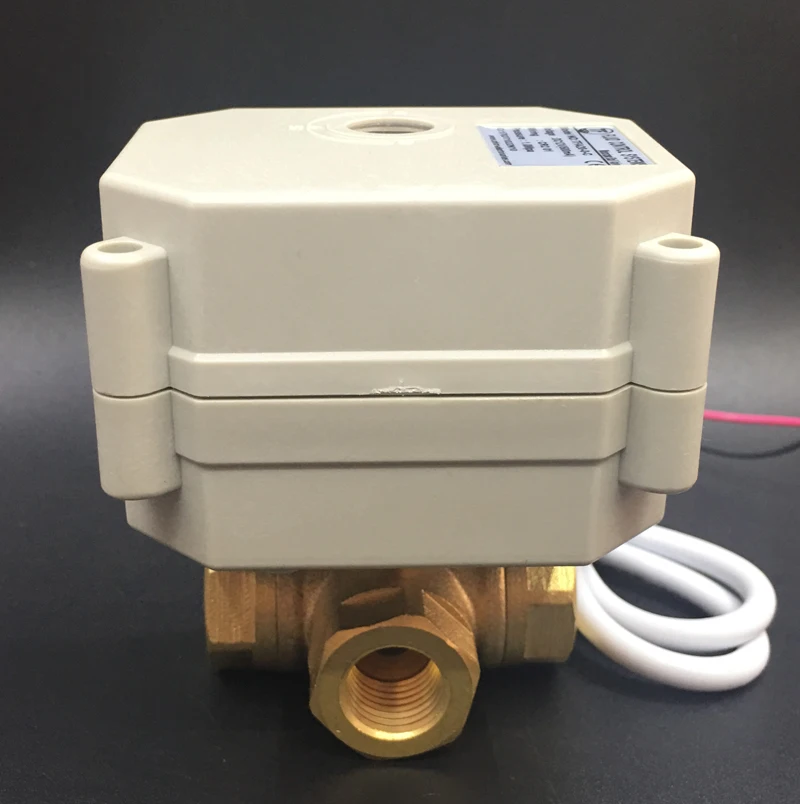 1/4'' (DN8) AC/DC9-24V 3 Way T/L Bore Brass Horizontal Power Off Return Valve With Indicator Can replace Solenoid Valve