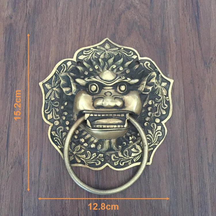 Chinese antique copper small beast Head Knocker handle lion head handle door handle classical shop first