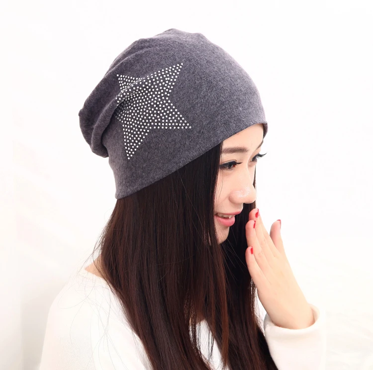 2018 Free shipping autumn and winter beanies diamond turban Pentacle cap skullies hip-hop hat for women men bonnet 6 colors