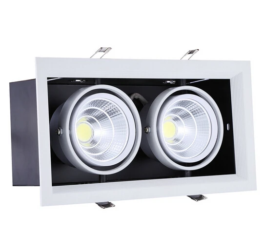 Double led grille light 2*15w led ceiling down light Warm Cold White 30W AR80 COB light two years warranty 85-265V