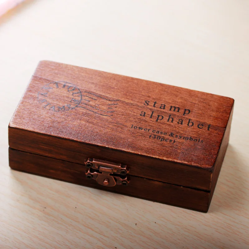 30Pcs Houten Afdichting Hoofdletters Alfabet Letters Stempels Set Vintage