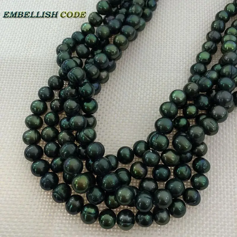 charming low price 7-8mm Promotions sale dark Malachite green real Cultured pearls necklace Classic stely choker for women