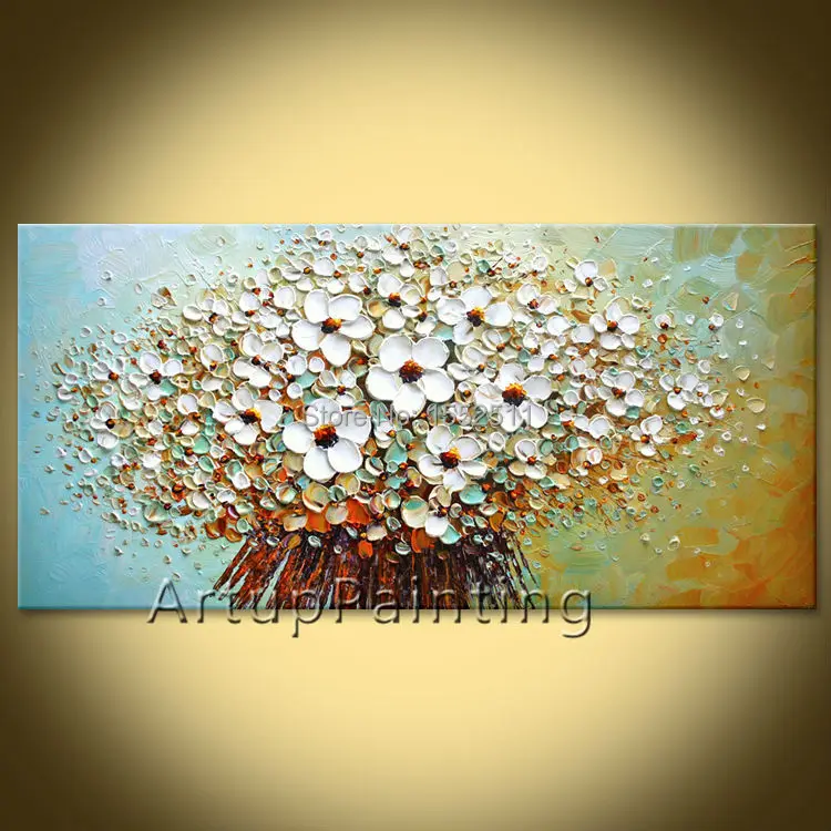 

Flower hand-painted wall painting palette knife wild flower abstract oil painting canvas modern room decorates living room 04