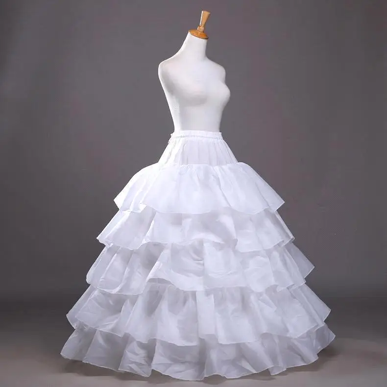 Women Ball Gown Petticoats 4 Hoops 5 Layers White Ruffles Satin Wedding Petticoat Crinoline Underskirt Wedding Accessories