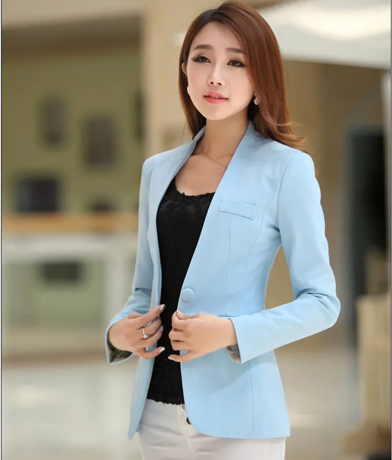 2023 Autumn Women Blazers And Jackets Candy Color Jacket Long Sleeve Slim Suit One Button Women Jacket big Size S-2XL Blazer