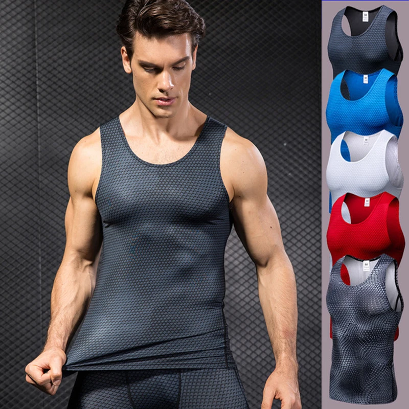 2020 New Compression Tights Gym Tank Tops Quick Dry Sleeveless Sports Shirt Men Fitness Clothing Summer Cool Men\'s Running Vest