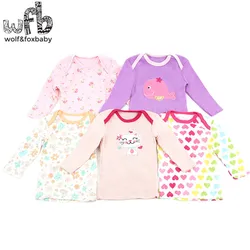 Wobfaobxylf 5pcs/pack Long-Sleeved T-shirt for 0-24months Newborn Baby Boys Girls