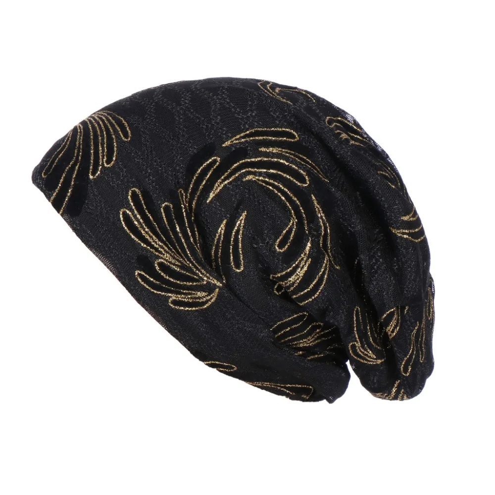 New Women\'s breathes Leaves Print Cotton Turban Head Hat Chemo Beanies Cap Headgear Female Headwear Headwrap Hair Accessories