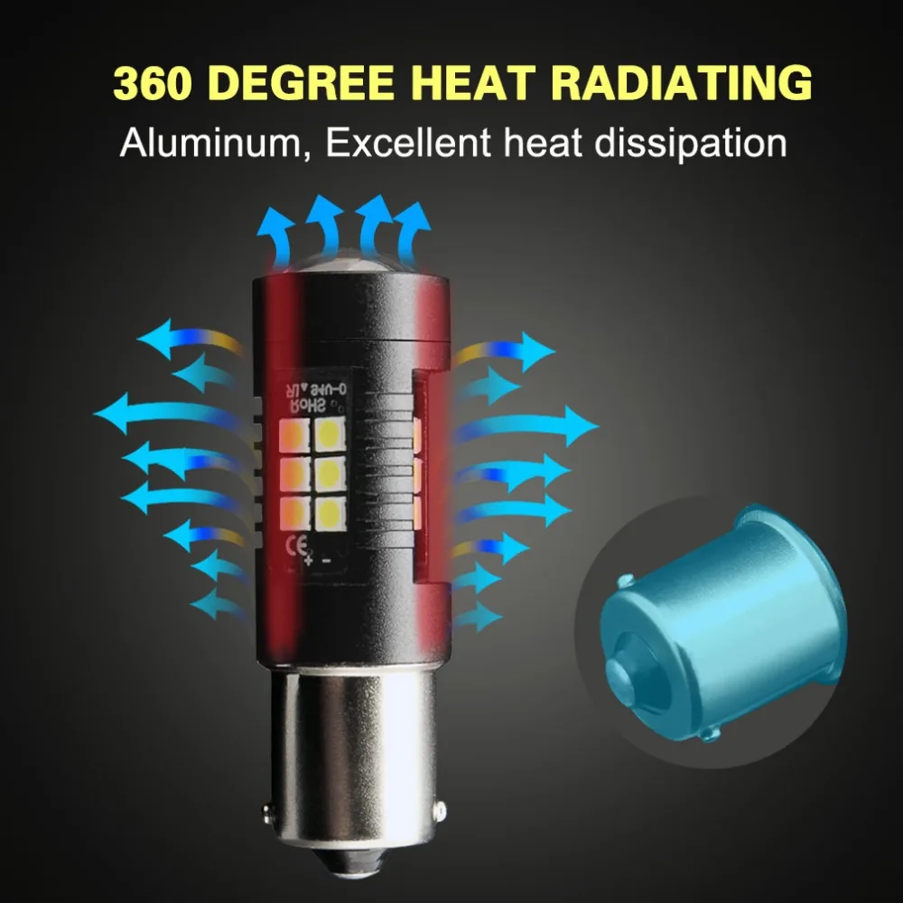 2PCS P21W R5W Led Bulbs 1156 BA15S 21 3030SMD Led Signal Light Canbus 12V 1200LM Turn Light for Car Reverse Lamp Auto Light Bulb
