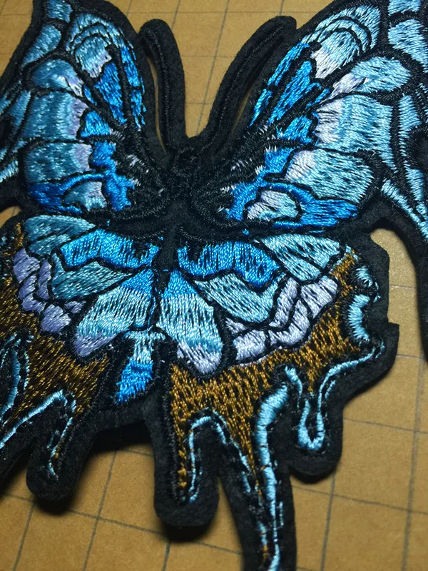 Top quality dyed yarn butterfly motif embroidery sew-on patches,XERY-LYXP0305C