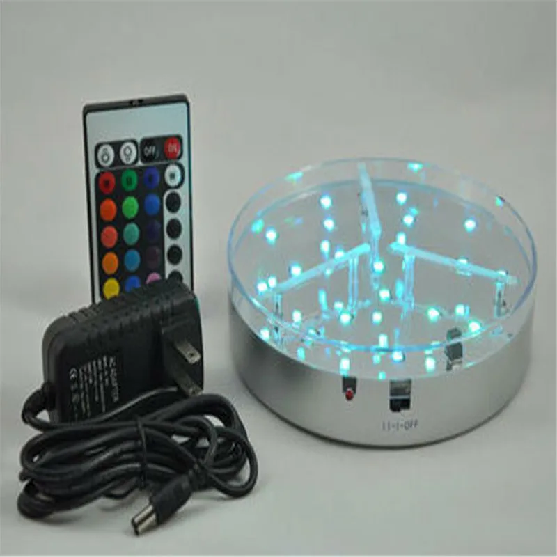 10pieces/lot 6inch RGB LED Light Base Battery LED Centerpiece Light with Rechargeable Battery Operated