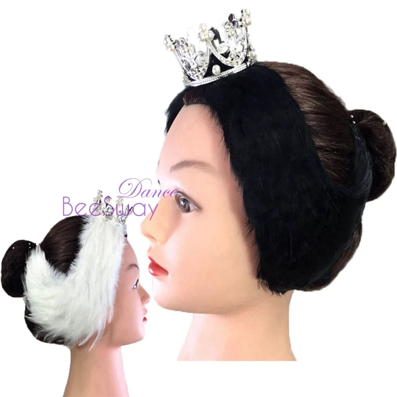 Black White Swan Lake Ballet Headpiece Crown Real Feather Headwear Headdress Hand Made Nutcracker Hair Headband Ballet diadem