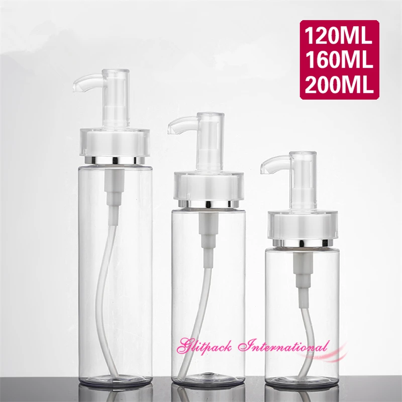 120ml 160ml 200ml Empty Clear PET Cylinder Container W/ Lotion Spray Mist Pump Acrylic Cap Cosmetic Sprayer Bottle Packaging