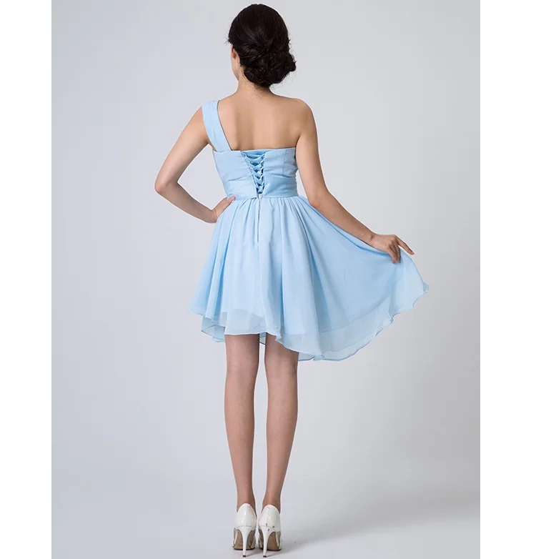 Disponibile abiti da damigella d'onore corti In Chiffon blu rosa estivo per la festa nuziale abito da ballo abito da laurea dolce memoria SW1810