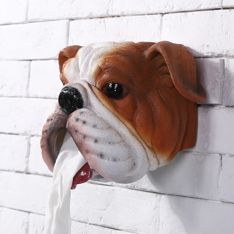 High Quality Environmentally Resin 3D Kawaii Cute Dog Bathroom Waterproof Tissue Towel Toilet Tissue Box Carton Wall Hanging Rol