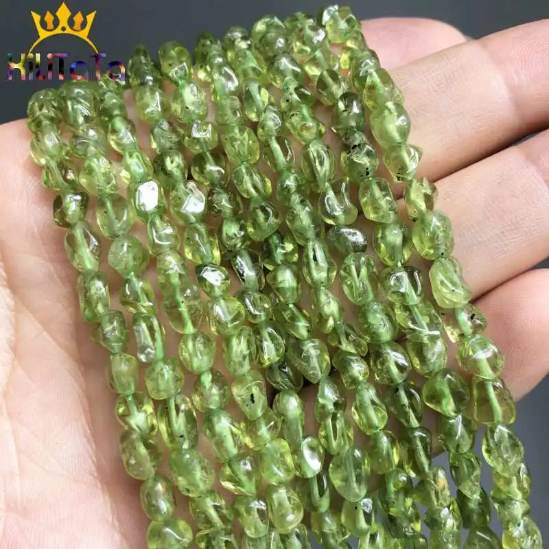 4-7mm Irregular Green Peridot Stone Beads Smooth Natural Loose Spacer Beads For DIY Jewelry Making Bracelets Necklace 15''