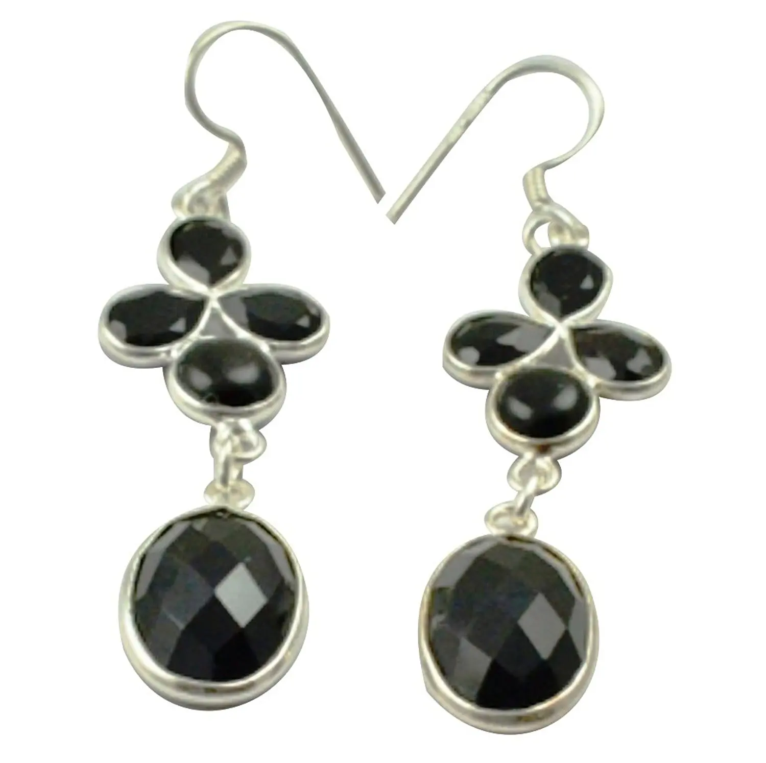 

Lovegem Genuine Black Onyx EARRINGS 925 Sterling Silver, 56mm, AE2204