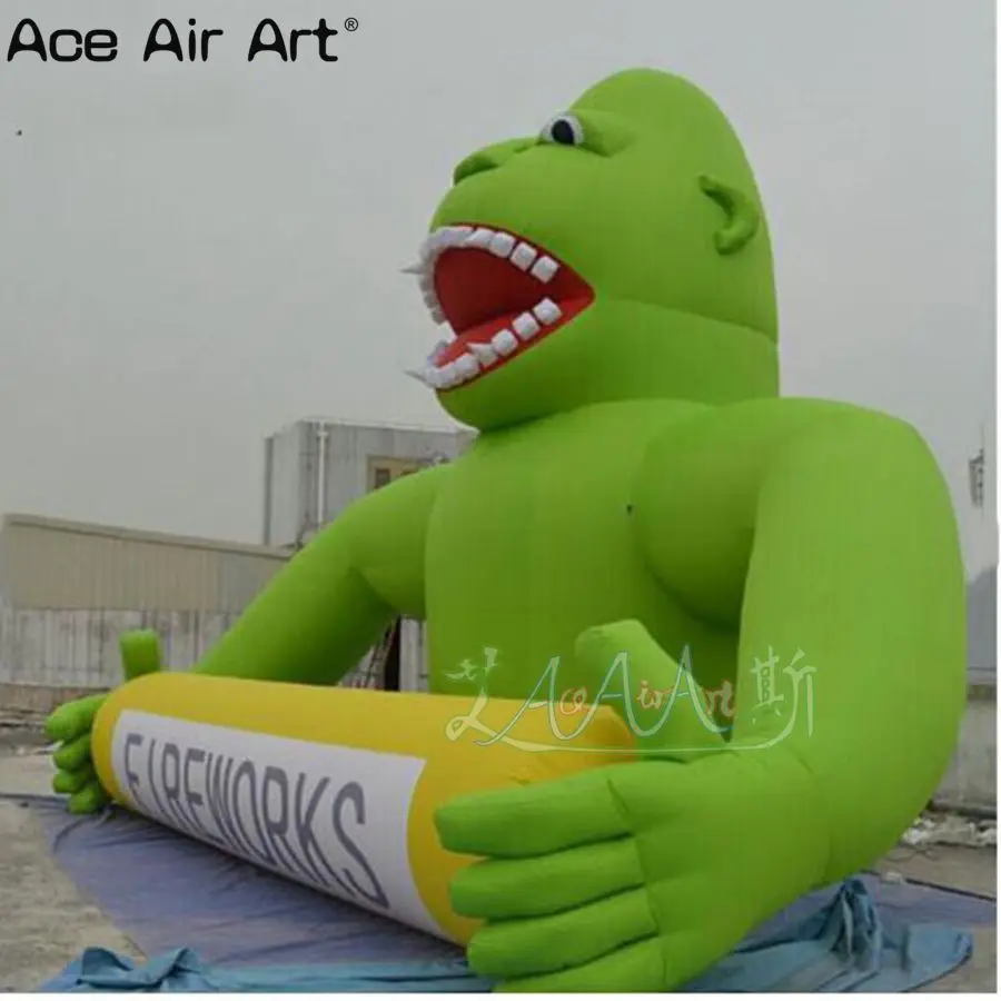 

Outdoor Giant Green Inflatable Gorilla Animal Shape Model Inflated Ape Fireworks for Advertising/Events