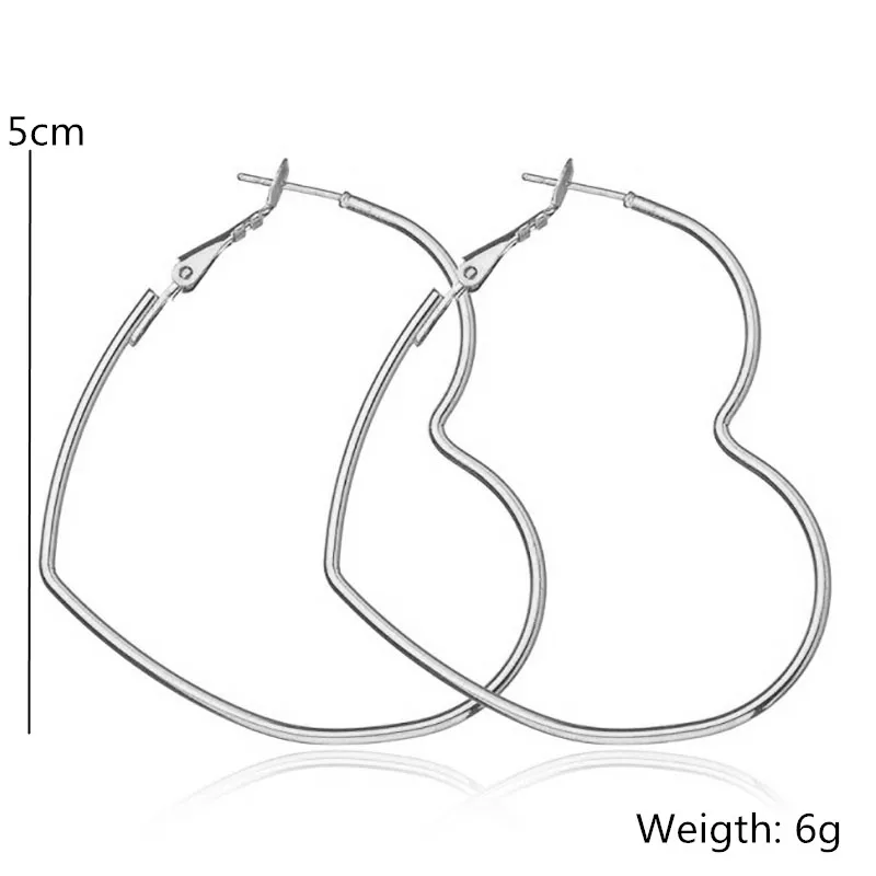 New Fashion Heart Shape Hoop Earrings For Women Fashion Ear Jewelry boucle o'reilles femmes Hyperbole Brincos Bijoux Gift EB2095