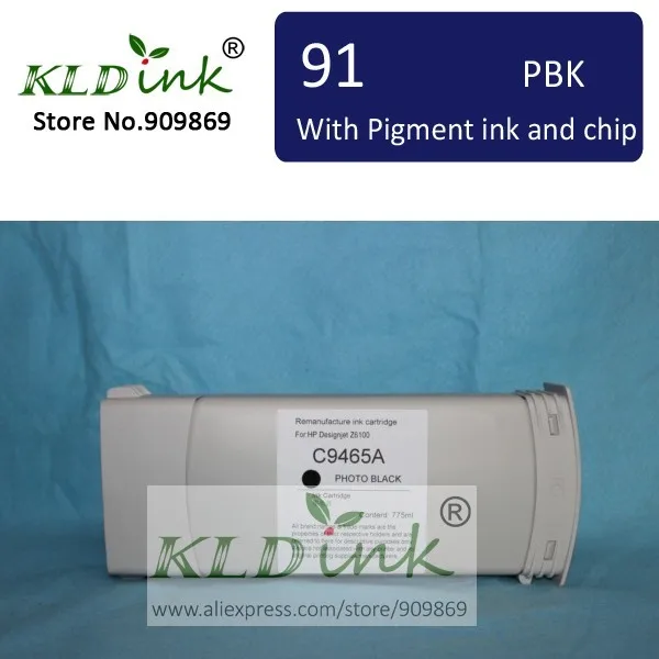 Compatible HP91 C9465A PHOTO BLACK Pigment ink cartridge for Designjet Z6100