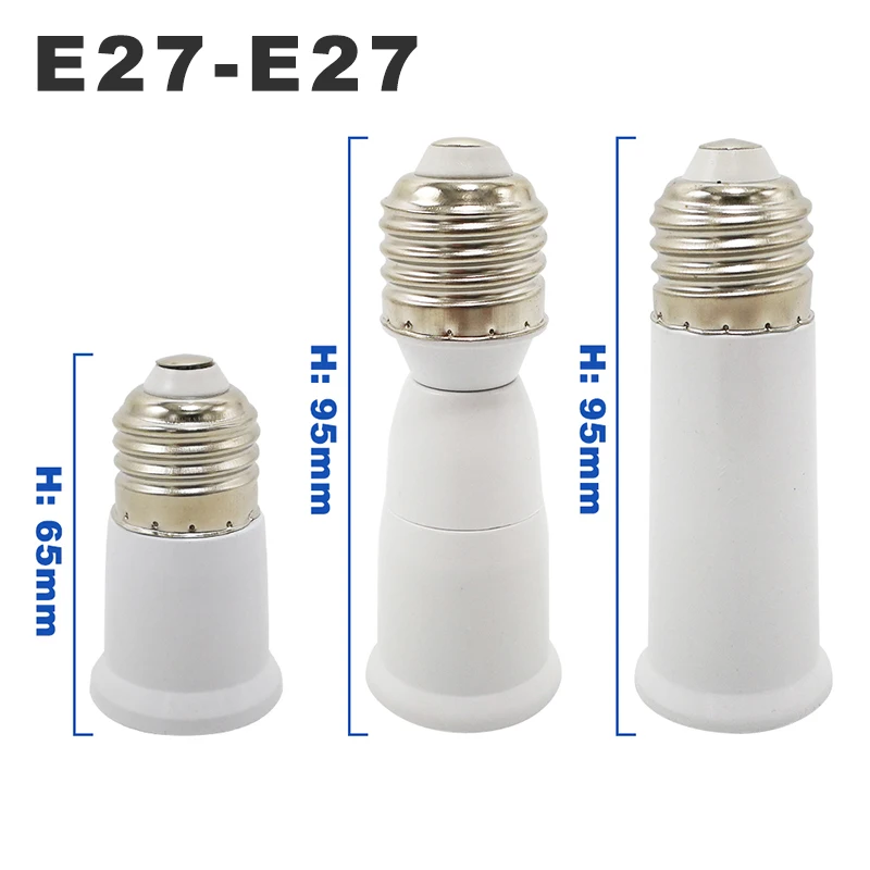 E27 ~ E27 램프베이스 익스텐더 65mm 95mm 197mm 램프 홀더 변환기 E27-E27 전구 용 난연성 램프 소켓 어댑터