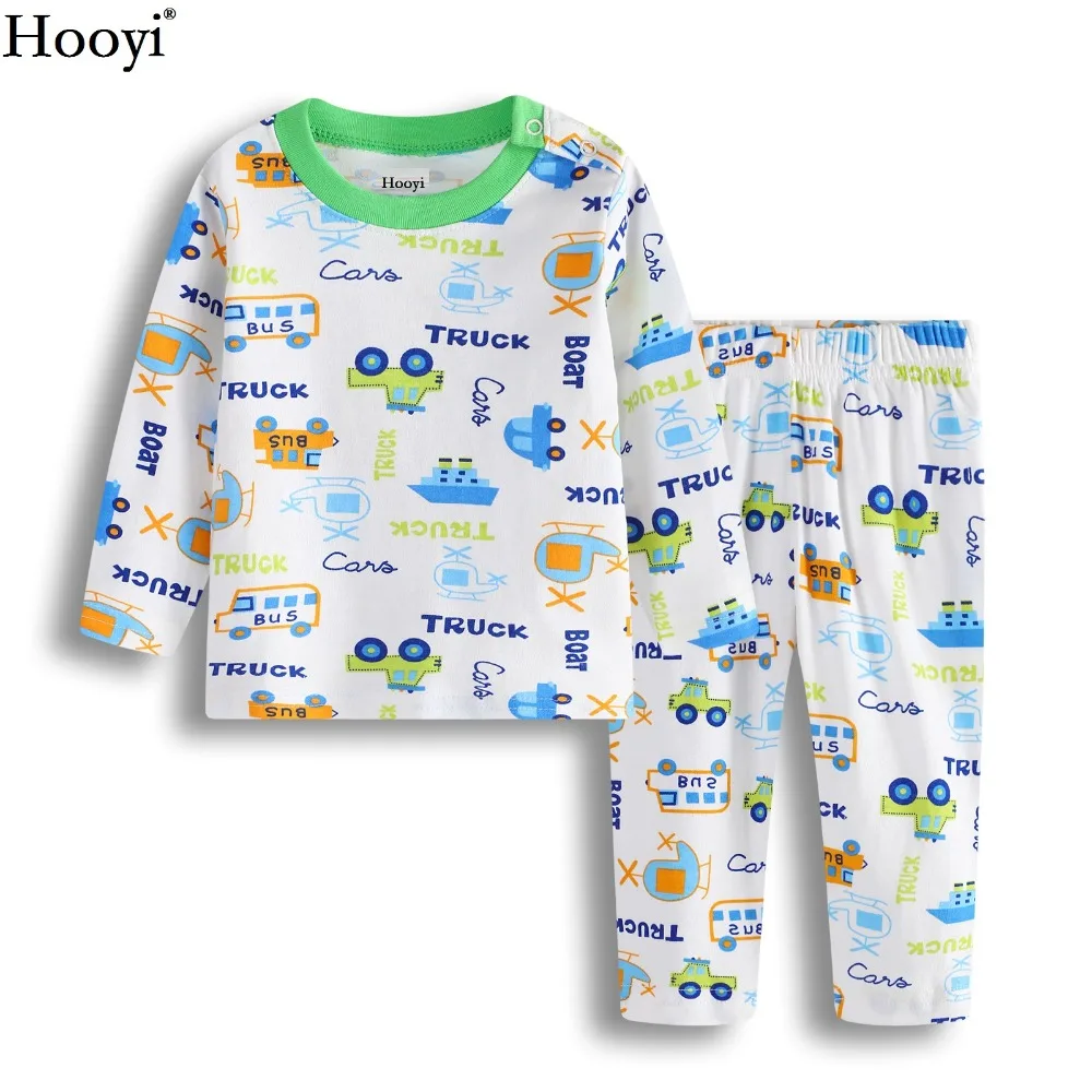 

Hooyi Green Trucks Baby Boys Pajamas Clothes Set Children Sleep Sets Baby Sleepwear 100% Cotton Cartoon Bebe Clothing Nightgown