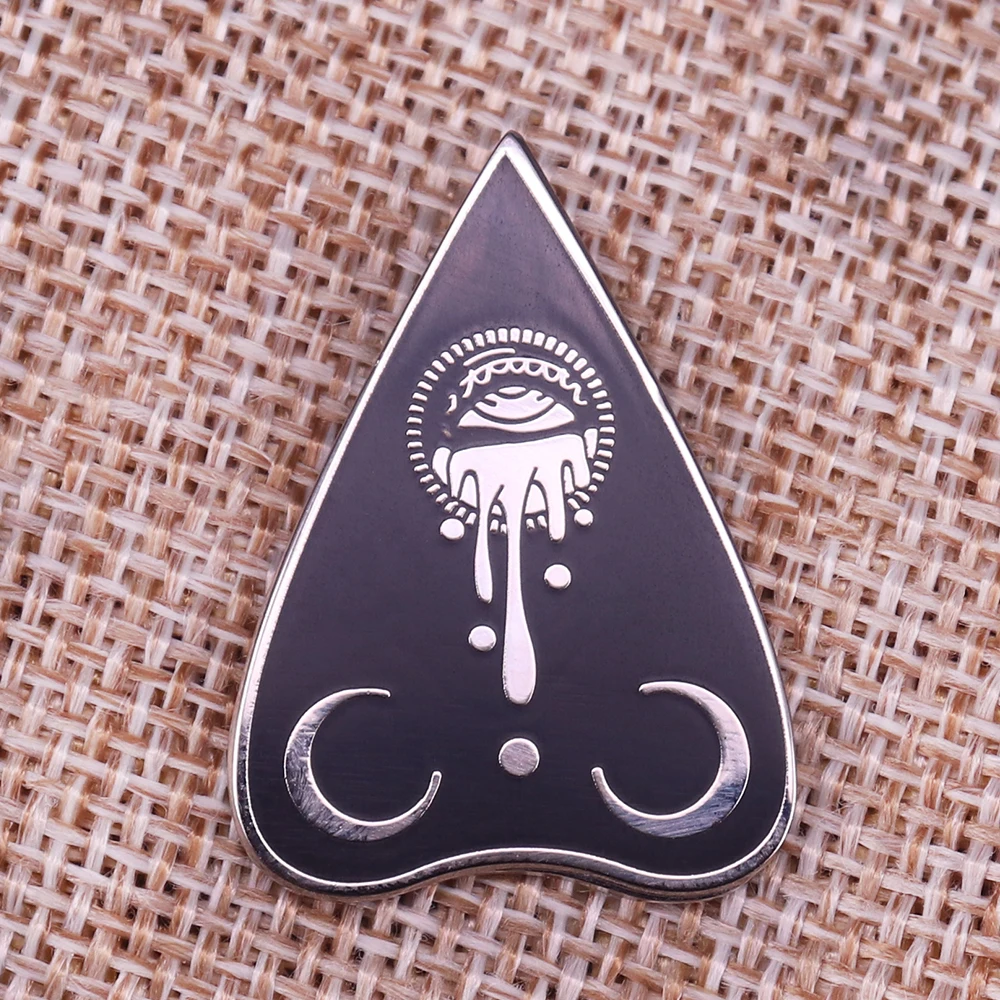 Ouija Board Hard Enamel Pin game Planchette with Instructions Weeja Witchboard Spooky Halloween Paranormal Spirit Talking Badge