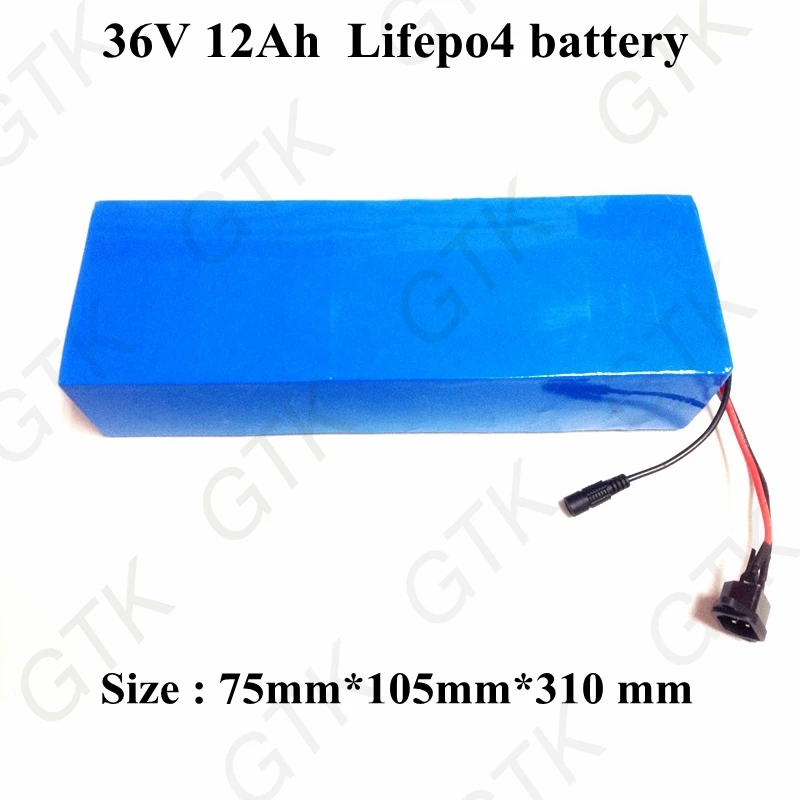 GTK Rechargeable Battery 36V 12Ah 15Ah Lifepo4 Battery Pack with 20A BMS for 300W 500W 600W 700W Two Wheeler Electric Vehicles