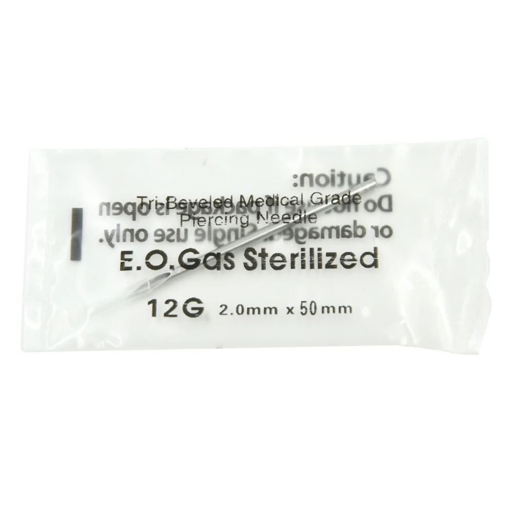 100PCS Piercing Needles Surgical Steel Disposable Body Piercing Needles E.O.Gas Sterilized Permanent Makeup Tattoo Needles
