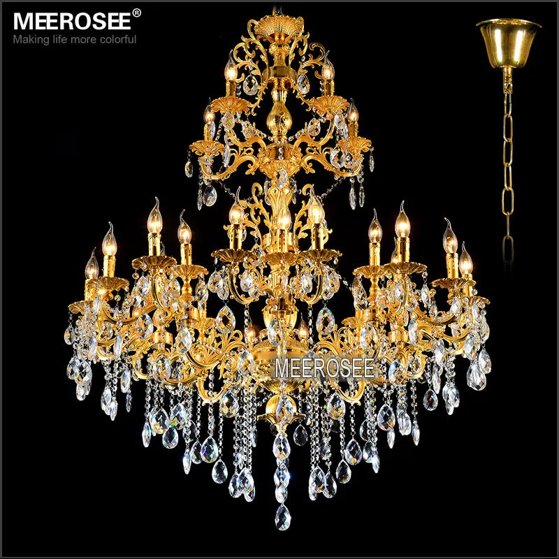 

Luxurious Large Brass Crystal Chandeliers Lighting Gold 29 Lights Pendant Lamp For Living room Bedroom Hotel Foyer Home Lighting