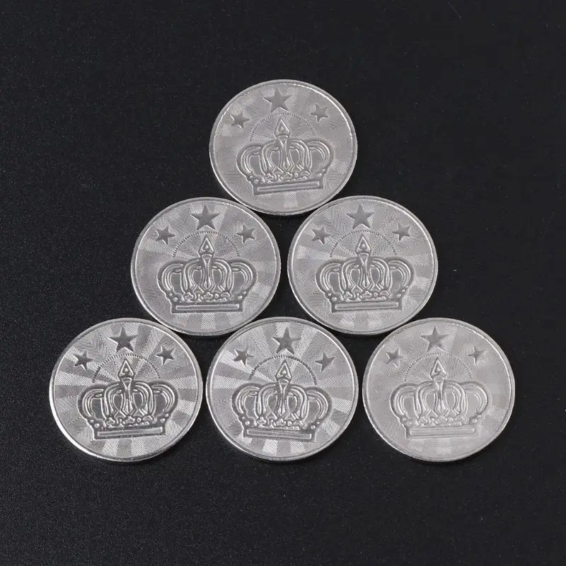 10pcs 25*2mm Game Token Stainless Steel Arcade Game Coin Pentagram Crown Tokens