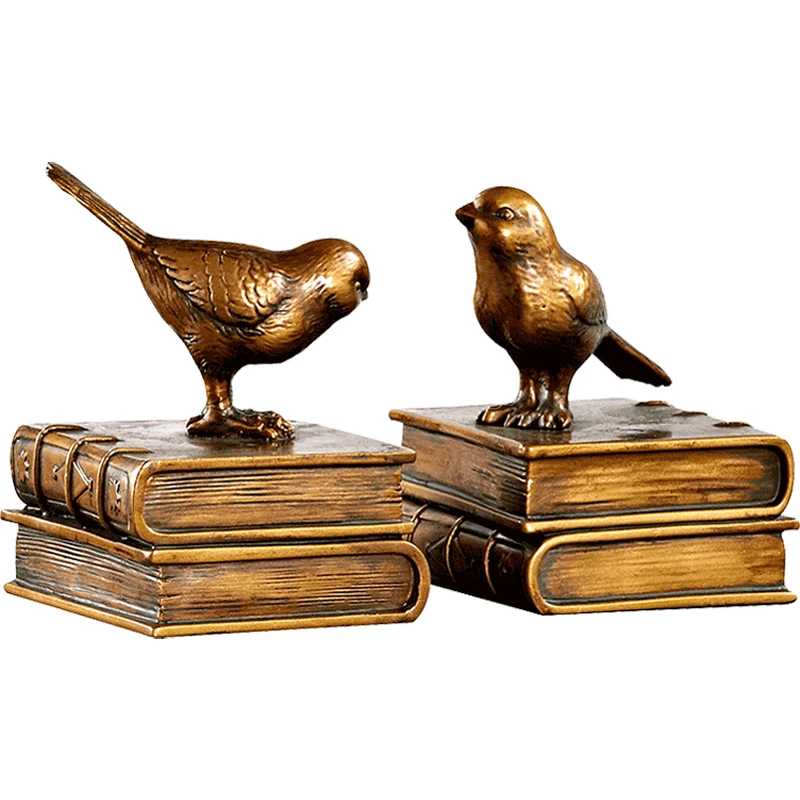 Vintage Style Decorative Birds & Books Design Resin Bookshelf Bookends/Paper Weights Home