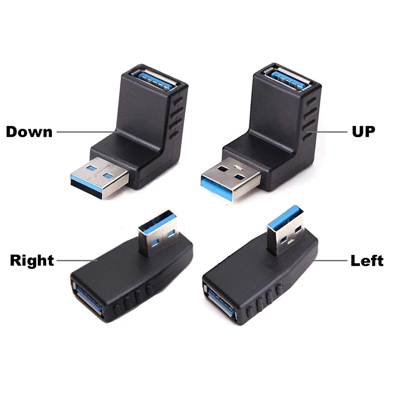 USB 3 Male to Female Adapter Connector Kit,USB 3.0 Header 180/90 Degree (Right,Left,Up,Down) Notebook Laptop Port Jack Protector