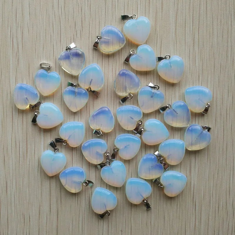 16mm Fashion good quality natural stone mix heart charms pendants for jewelry accessories making Wholesale 50pcs free shipping