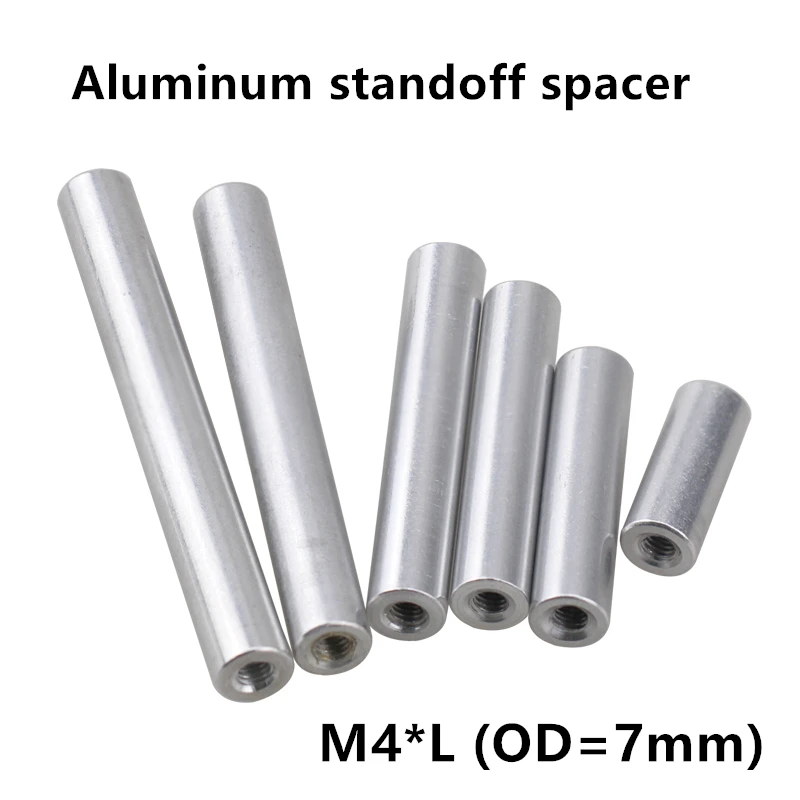 10pcs M4 Aluminum Round Standoff Spacer Studs Column M4*10/12/15/20/25/30/35/37/40/45/50/60/70/80/90/100mm