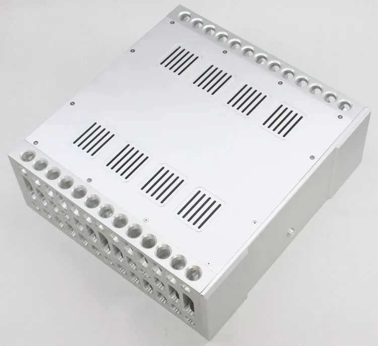 New silver full aluminum class A amplifier chassis HIFI DIY AMP case (size 410*430*150MM)