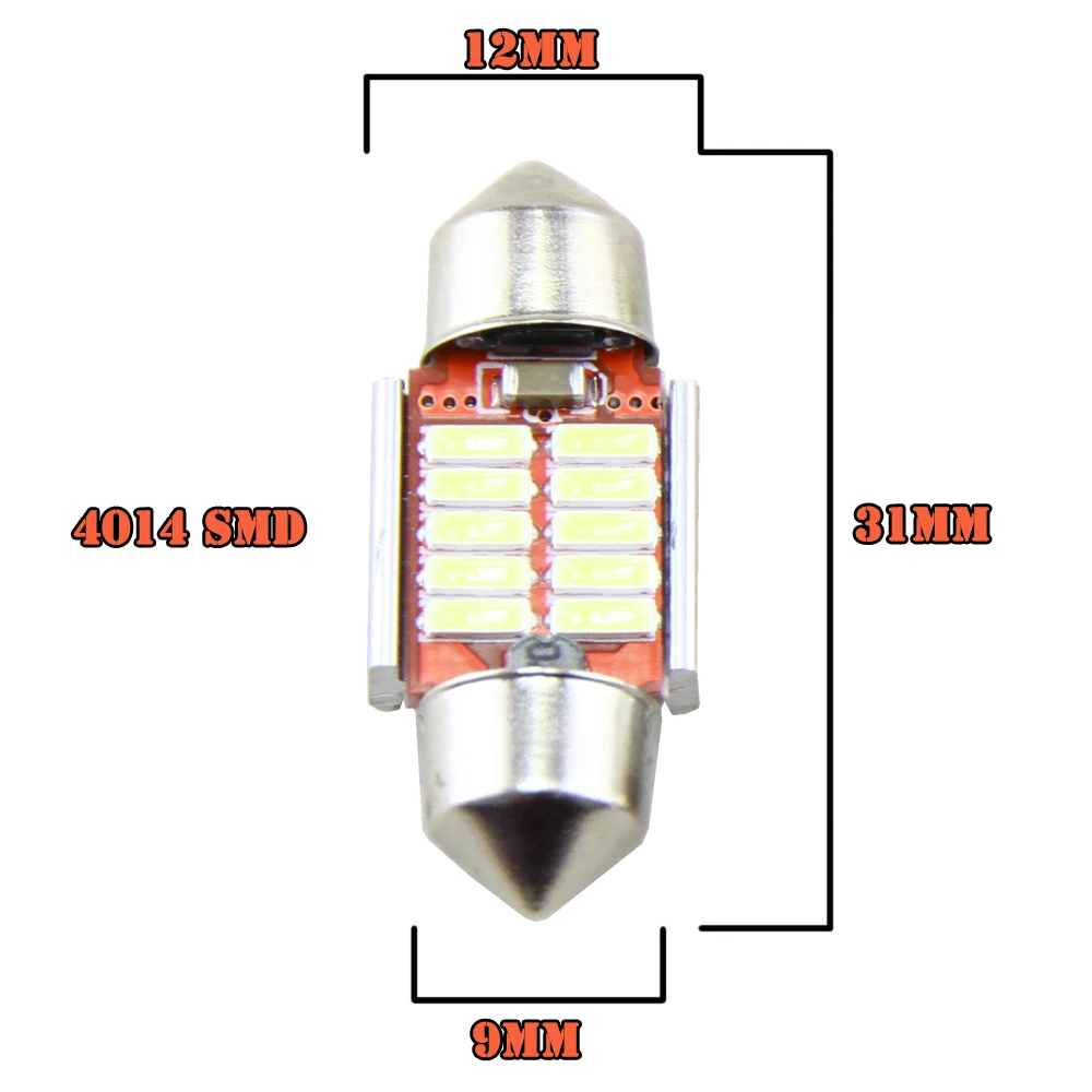 4 x 31mm 36mm 39mm 42mm LED Festoon Reading Lights 12V Auto Car Dome Lamp LED Door Bulb White for 6418 6438 6411 C5W C10W