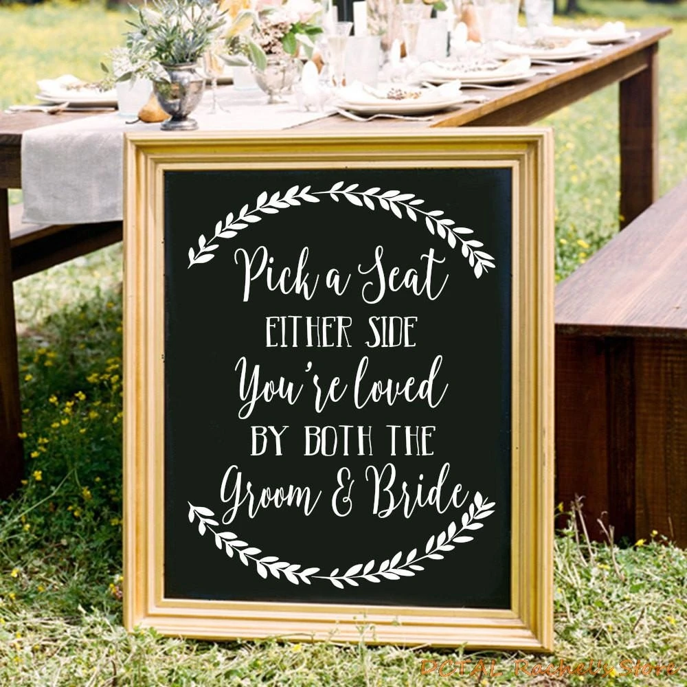 

Wall Decal Wedding Welcome Sign Chalkboard Vinyl Sticker Customized Name Bride And Groom Custom Rustic Poster Decor 060302