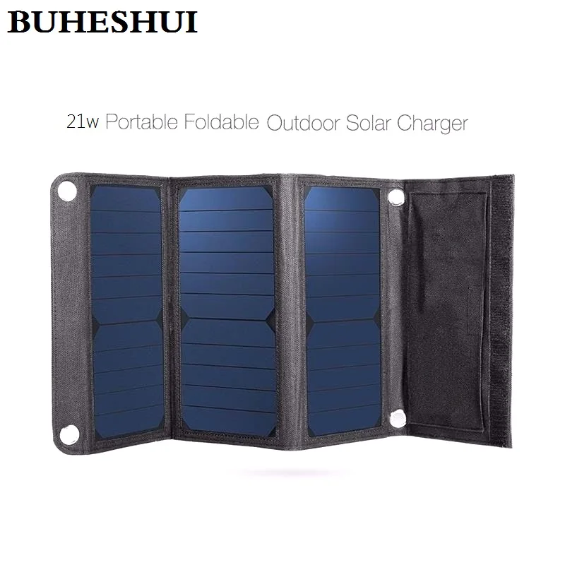 

BUHESHUI Sunpower 21W Foldable Solar Panel Charger For iPhone/Mobile Power Bank Universal Outdoor Dual USB New Free Shipping