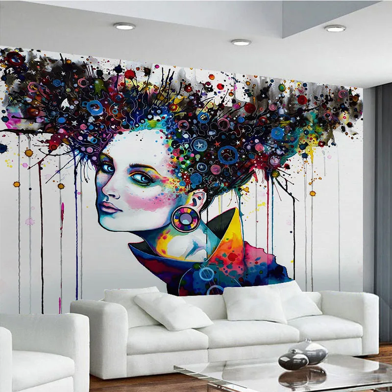 Modern Abstract Exaggeration Color Character Mural Photo Wallpaper Restaurant Clubs KTV Bar Personalized Customization 3D Fresco