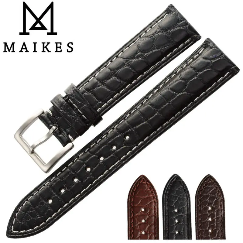 MAIKES Luxury Alligator Watchband 18mm 19mm 20mm 22mm Top Quality Genuine Crocodile Leather Watch Strap Case For Tissot  Mido