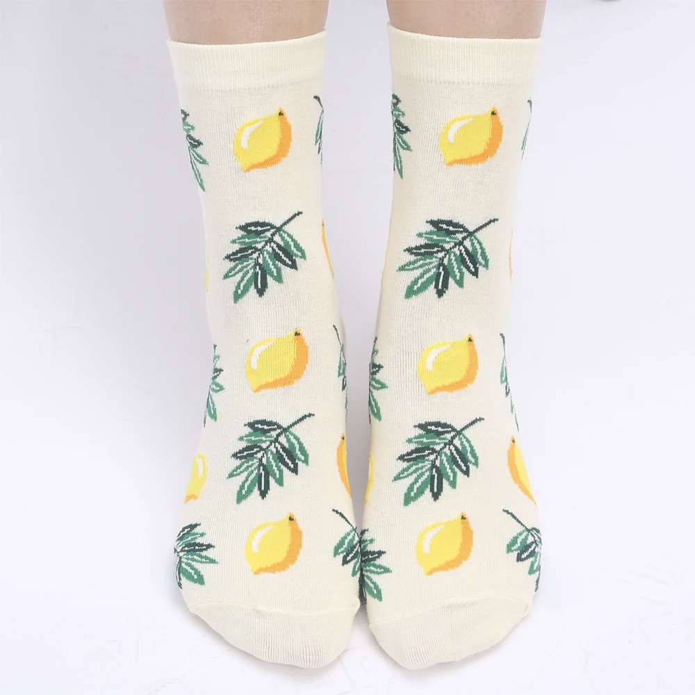 YEADU-Chaussettes japonaises en coton coloré pour femme, dessin animé, mignon, drôle, heureux, crâne, extraterrestre, avocat, fille, cadeau de Noël