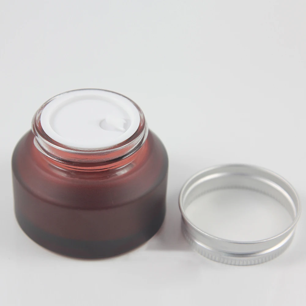 

50pieces High quality 50g rose red cream jar, 50g cosmetic jar , empty 50 g frost glass cream container wholesale