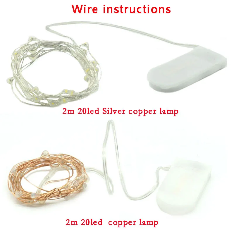 2M 20LED Copper Wire Fairy String Lights CR2032 Battery Operated With ON / OFF Switch for Outdoor Garden Christmas Decoration